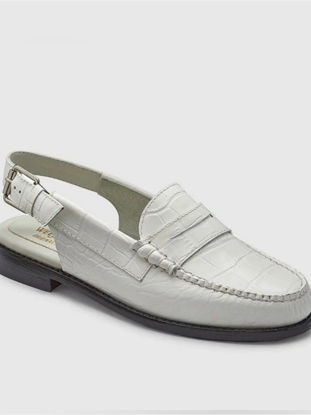GH Bass Whitney Slingback Loafers White Croc Embossed